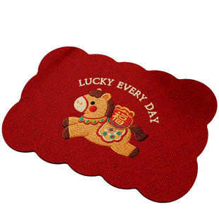 马年新款家用吸水防滑地垫2026红色喜庆洗手间通用硅藻泥浴室脚垫