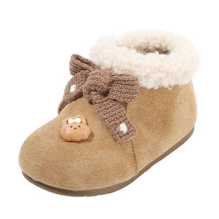 冬季新款宝宝鞋子女童小短靴加绒棉靴保暖二棉勃肯鞋软底婴儿鞋子