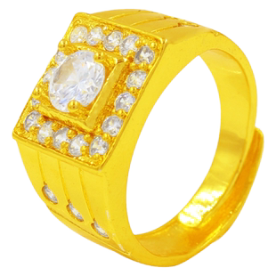 创缘镀黄金戒指男开口情侣对戒老板方戒活口镀沙金人工宝石戒指女