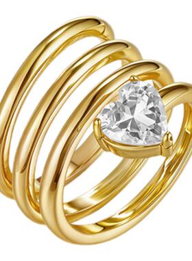 【张柏芝同款】GdV爱心系列爱心水晶戒指缠绕环状轻奢通勤指环