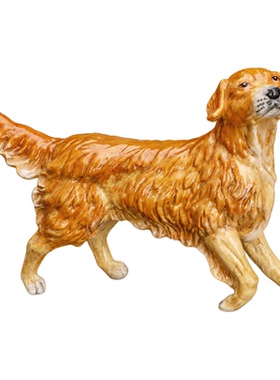 皇家道尔顿手绘陶瓷黄金猎犬摆件