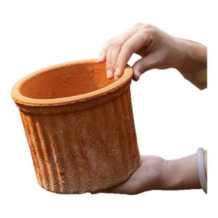 陶土花盆粗陶透气红陶田园风复古怀旧老式多肉花盆陶瓷泥瓦盆陶盆