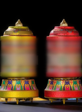 藏式电动转轮家用插电电动转筒办公客厅转金桶桌面装饰摆件插电