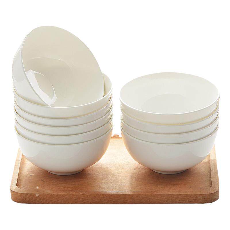唐山纯白色骨瓷饭碗家用陶瓷餐具汤碗面碗吃饭米饭碗小碗单个汤碗