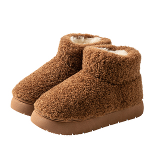 羊羔绒棉鞋女款2025新款冬季外穿厚底防滑时尚保暖毛绒踩屎感棉靴