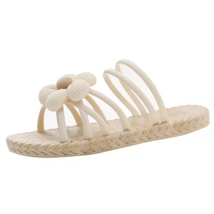 花朵凉鞋两穿休闲居家上班外出夏季凉拖鞋女外穿韩版潮流沙滩平底