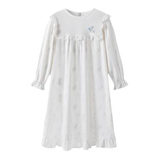 英氏纯棉女童睡裙儿童春秋新款连衣裙小女孩家居服中长款裙子a类
