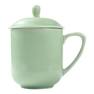 泥火匠景德镇青釉盖杯茶杯陶瓷办公杯带盖马克杯水杯送父母的茶杯