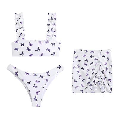 walkingChic吊带比基尼遮挡裙法式小胸聚拢ins泳衣海边度假三件套