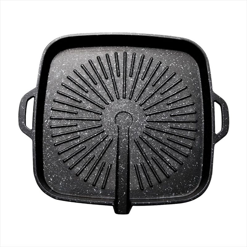 韩国麦饭石电磁炉烤盘家用不粘明火燃气通用烤肉锅格林方圆铁板烧
