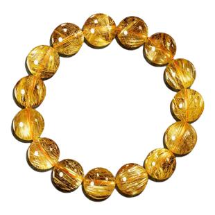 钛晶新款上市手链珠算盘金发晶手串女巴西老矿天然黄水晶男女送礼