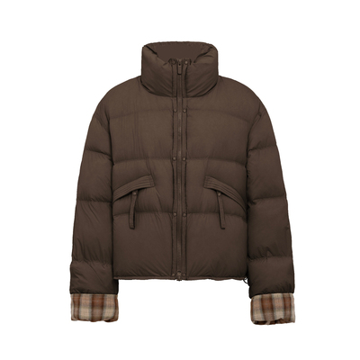 【冰淇淋系列】YAYA鸭鸭25冬新款女加厚格子外套小个子立领羽绒服