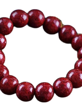 天然原矿透光晶体朱砂高含量手串时尚简约复古单圈老型男女款手链