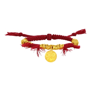 潮宏基好事发生马上有钱黄金手链足金手绳生肖吉言金盘缠女 计价