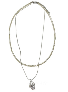 法式复古双层叠戴珍珠项链女精致满天星花篮锁骨链温柔小香风颈饰