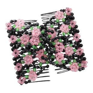 韩系玫瑰花串珠百变插梳2025新款高级感半扎发编发器发梳百搭头饰