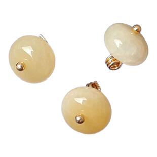 天然玉石淡黄色扁珠国风旗袍马甲香云纱汉服唐装扣子高端定制扣