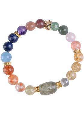 保真天然黄水晶招财貔貅手链