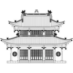 五开间重檐歇山顶大殿cad 中式传统木结构仿古建筑施工图电子版