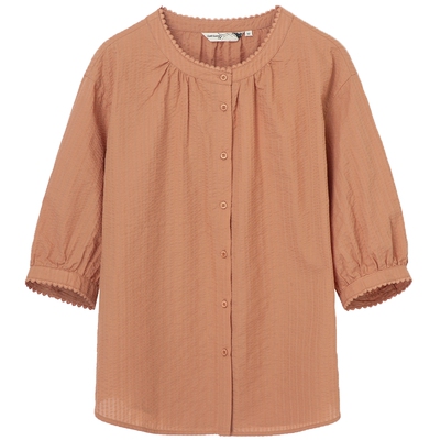 布景文艺七分袖纯棉衬衫