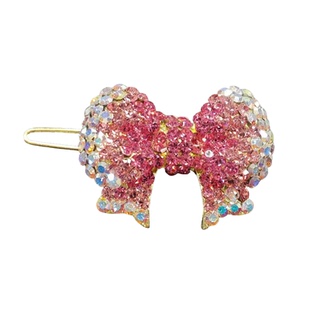 米龙原创设计重工水钻蝴蝶结边夹蛙扣闪亮发夹高级感轻奢女发圈