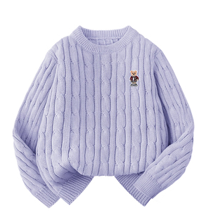 雅鹿女童毛衣纯棉冬装洋气时髦内搭白色针织衫女大童加厚毛线衣