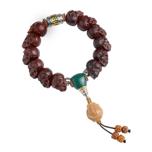 尸陀林主手串配珠男女文玩藏式风格菩提根配饰骆驼骨雕刻盘玩单圈