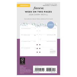 【2026年周计划印花内页套装】英国Filofax A7 A6 A5内页替芯活页本替换页打孔纸计划页一周两页内芯活页纸