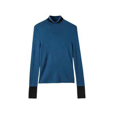 CHESONSE高领个性撞色羊毛针织衫