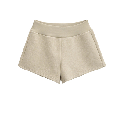 早秋慵懒低腰肌理感阔腿裤短裤女