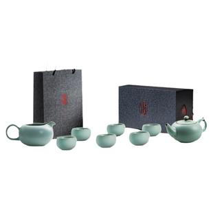 东道汝窑河南非遗陶瓷茶具套装家用高档办公茶壶茶杯福缘半组礼盒