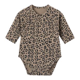 考拉蒂尔婴儿豹纹连体衣宝宝秋冬内穿打底衫衣服婴幼儿长袖包屁衣