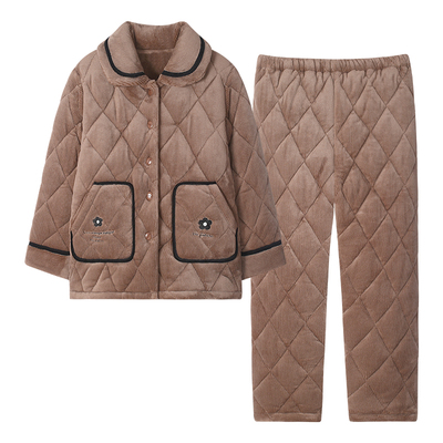 浪莎睡衣女士秋冬季夹棉保暖套装