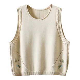 大码棉线针织马甲女士秋冬女宽松毛衣背心外搭马夹小坎肩外搭叠穿