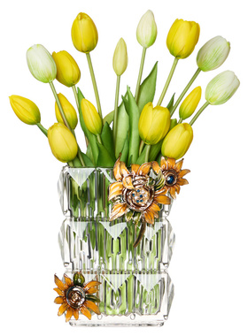 透明玻璃水养花瓶大口径