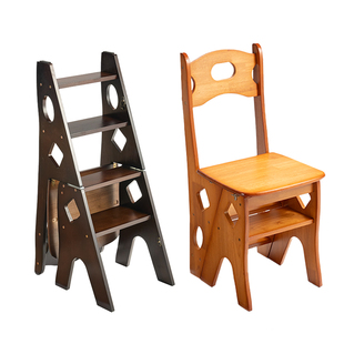 实木家用梯子折叠梯加厚橡胶木室内登高梯子凳子两用多功能四步梯