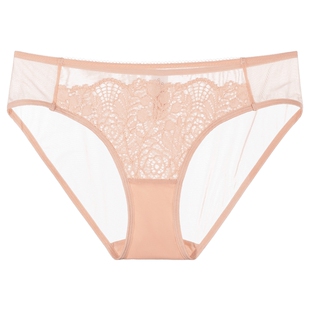 歌力诺内裤女士性感薄款透明新款白色蕾丝纯棉裆网纱低腰三角短裤