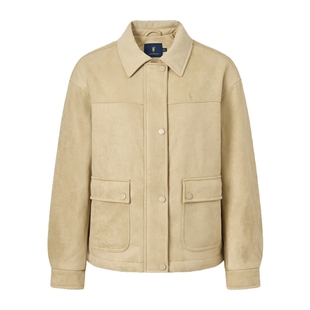 POLOWALK女士外套2025冬装新款工装风棉服复古棉衣翻领