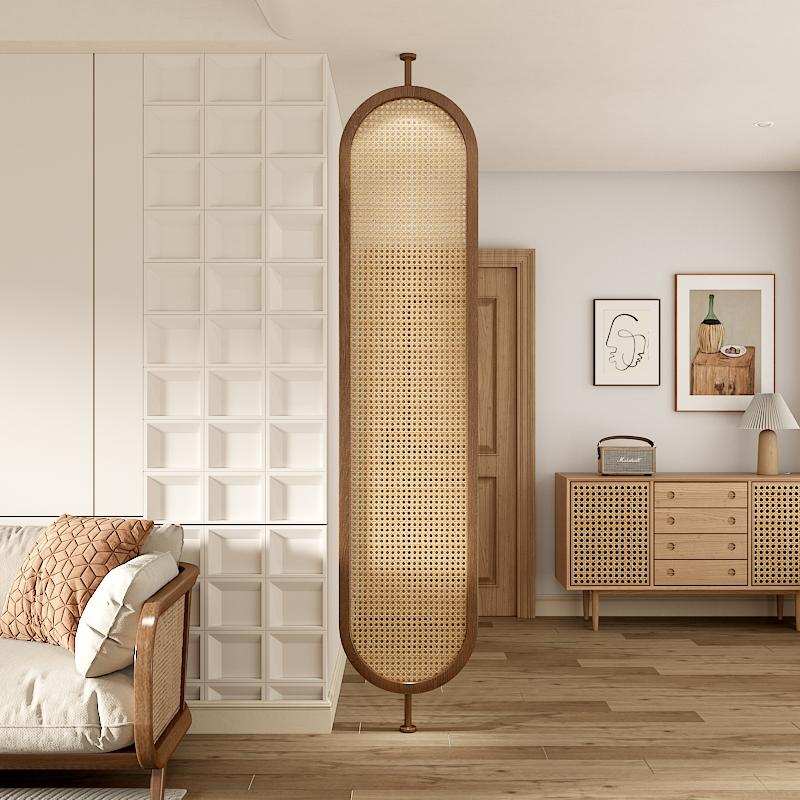 藤编屏风隔断客厅新中式顶天立地酒店旋转日式入户正对门玄关遮挡
