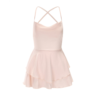 LuckyHive 巨显瘦!性感露背睡衣黑色纯欲吊带睡裙辣妹缎面吊带裙