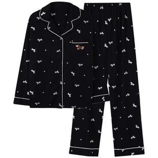 猫人纯棉情侣睡衣女款高级感2026正流行春秋季大码男士家居服套装