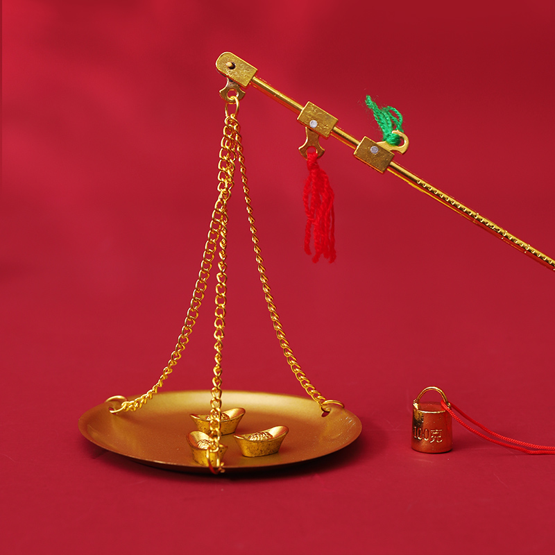 乔迁新居小铜秤称搬新家入宅喜称老式秤杆带秤砣称心如意礼品摆件