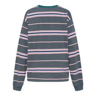 MOUSSY春季新品甜美风刺绣卡通撞色条纹长袖T恤028IAY90-1871