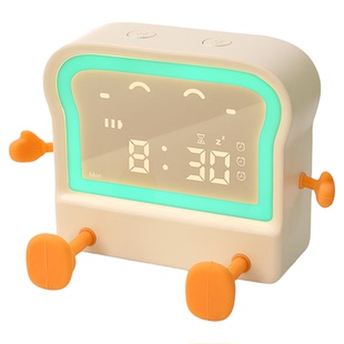 可爱吐司闹钟智能倒计时学生儿童起床神器时钟夜灯男孩女孩礼物