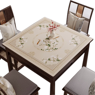 防水方桌桌垫新中式八仙桌正方形防烫餐桌垫免洗防油皮革麻将桌布