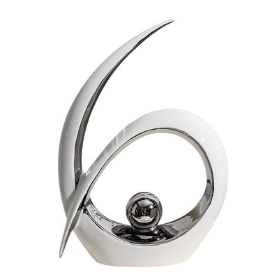 奶茶店摆件2025新款现代轻奢家居客厅餐边酒柜镀银色软装饰艺术品