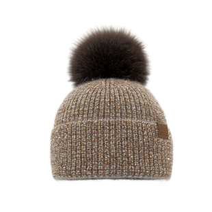 冰岛炫彩亮丝兔毛针织帽子女秋冬保暖护耳大头围狐狸毛球毛线帽潮