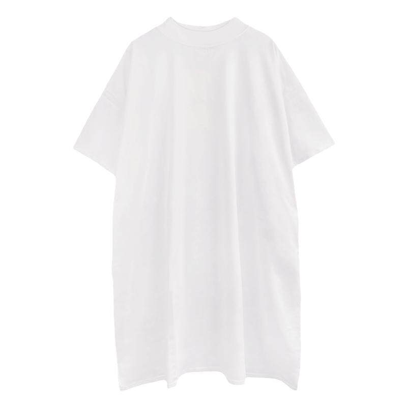 长款短袖半高领t恤女夏季