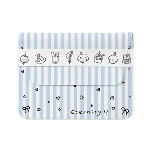 花间词可爱条纹笔记本电脑包适用于华为matebook14寸保护套苹果macbook15.6英寸联想小新pro16翻盖轻薄内胆包