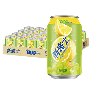 屈臣氏新奇士柠檬青提汽水330ml*24罐碳酸饮料饮品